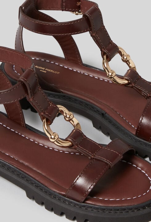 Sandales cuir anneau doré