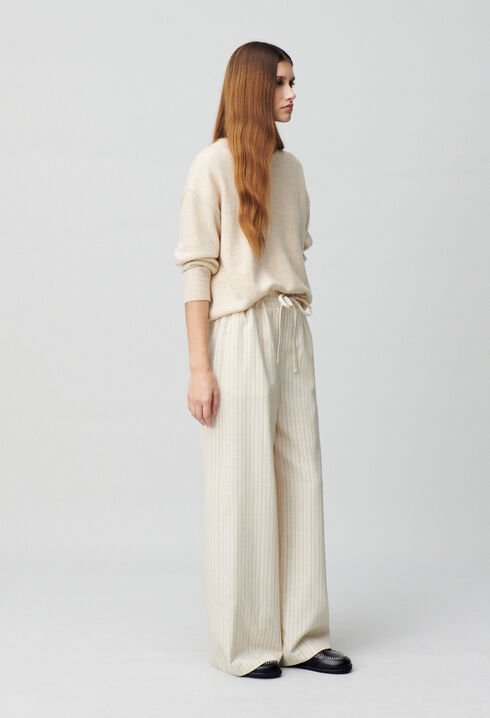 Pantalon large à rayures