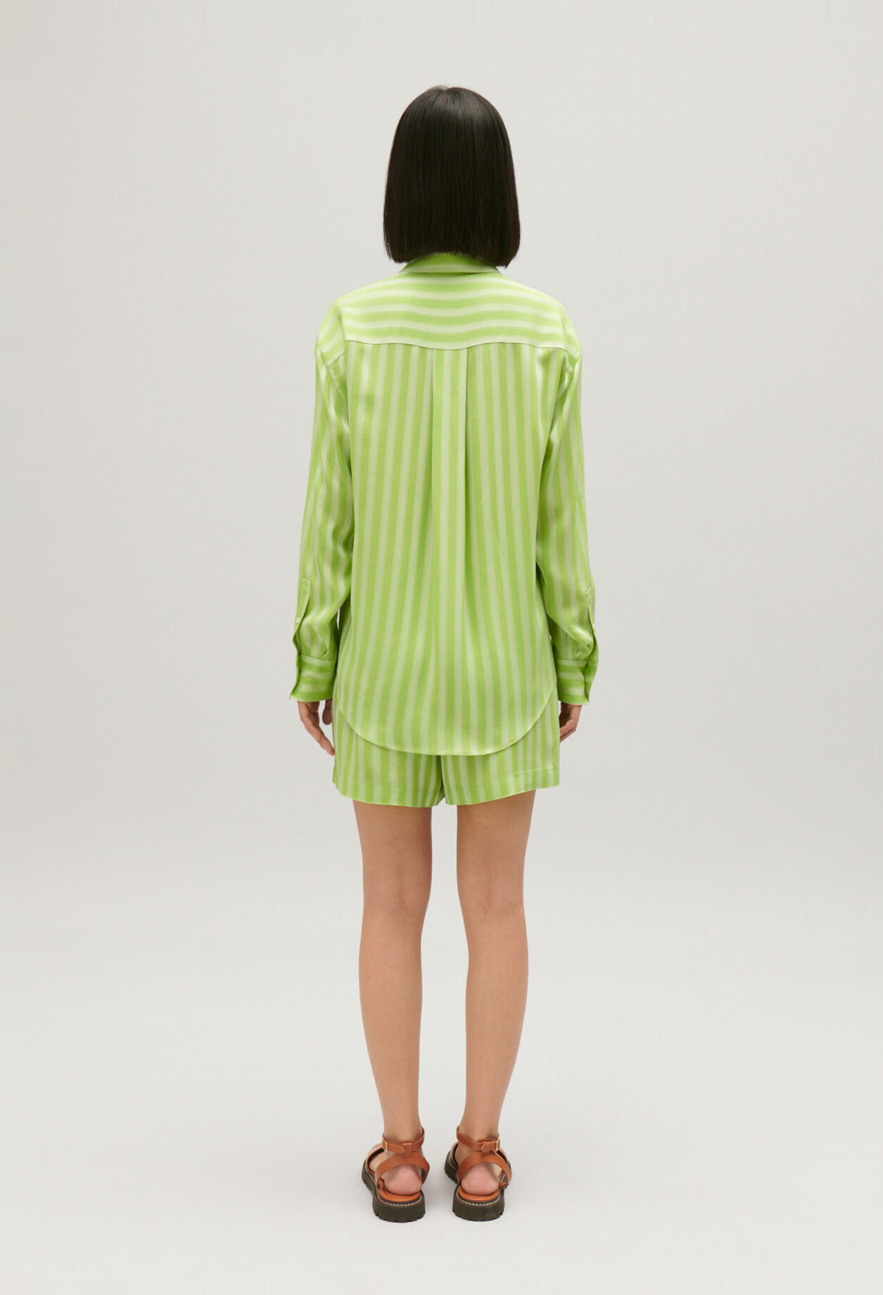 Chemise fluide rayures matcha