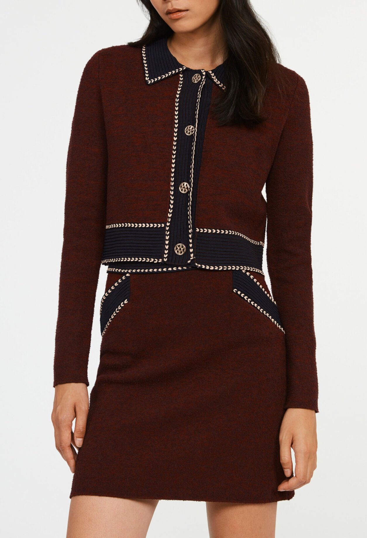 Jupe maille droite contrasté