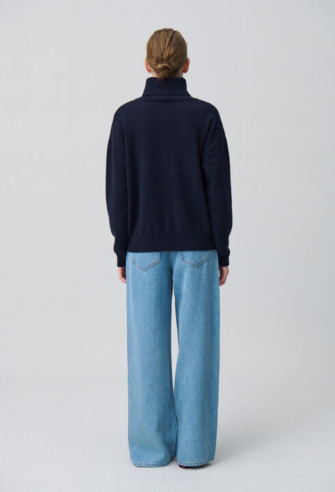 Pull cachemire bleu marine