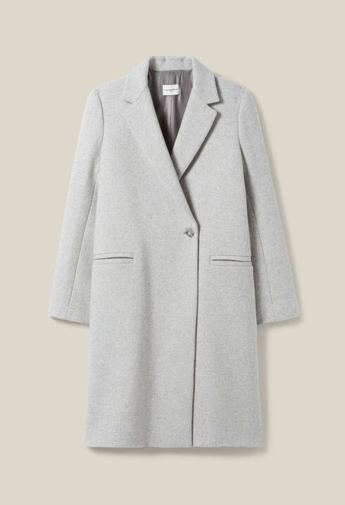 Manteau mi-long tailleur gris clair