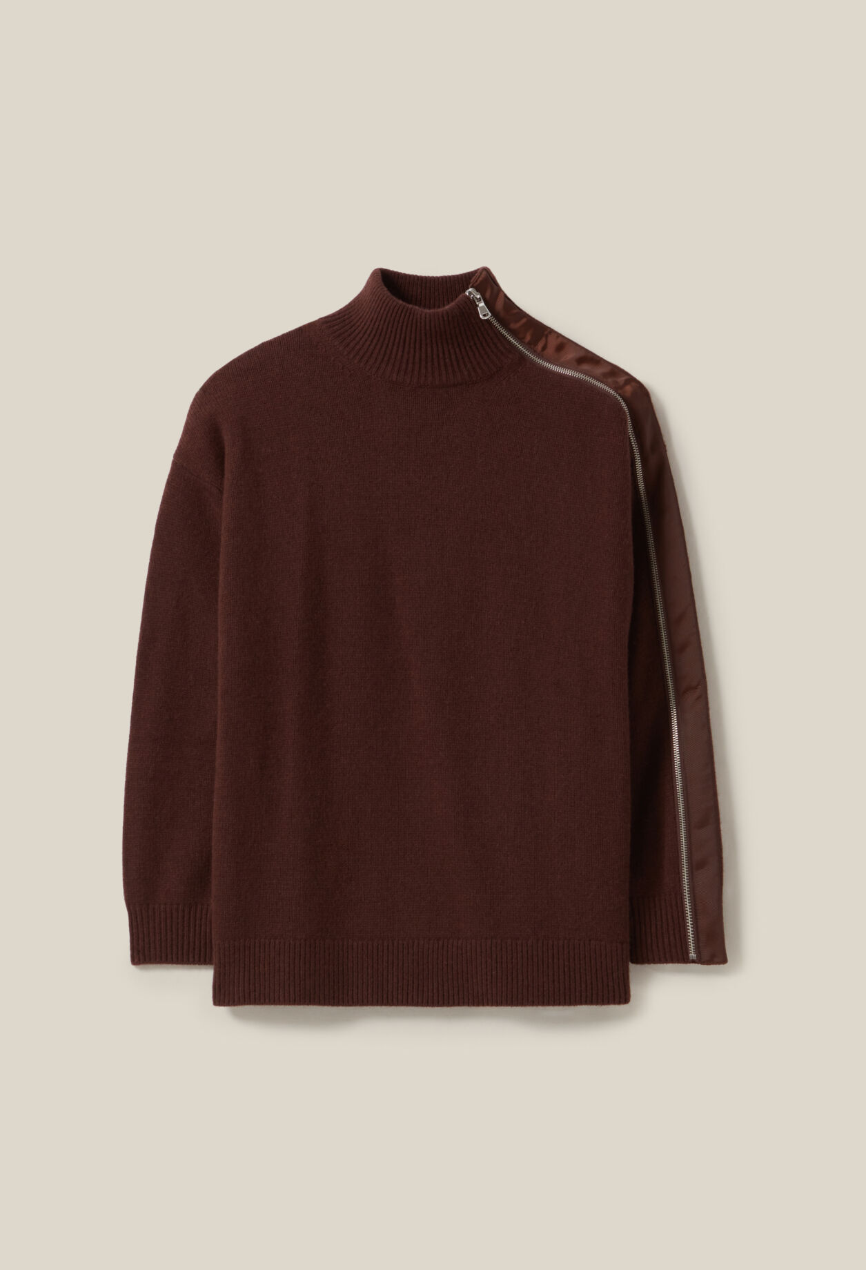 Pull col montant zippé marron