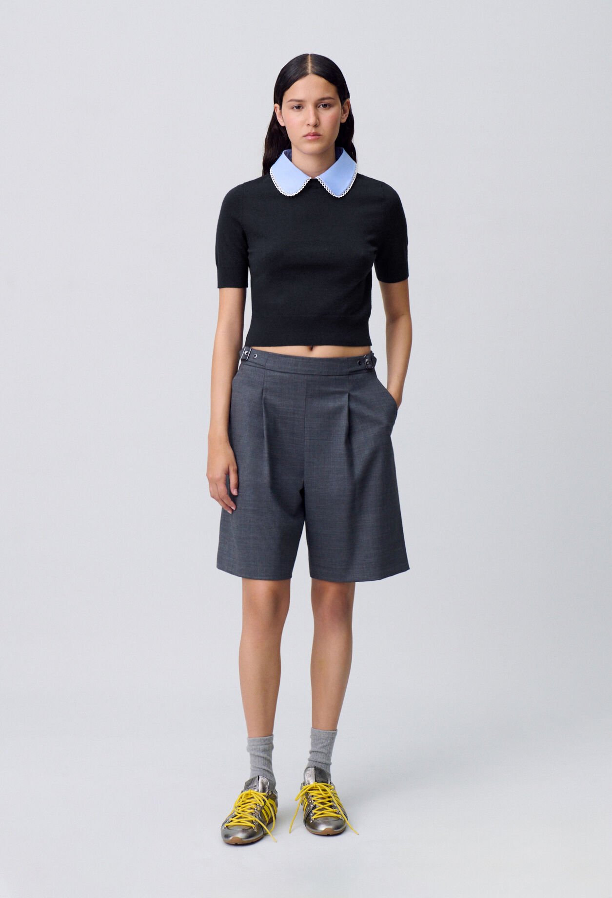 Top maille fine col