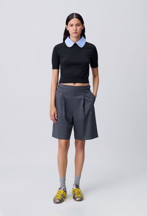 Top maille fine col