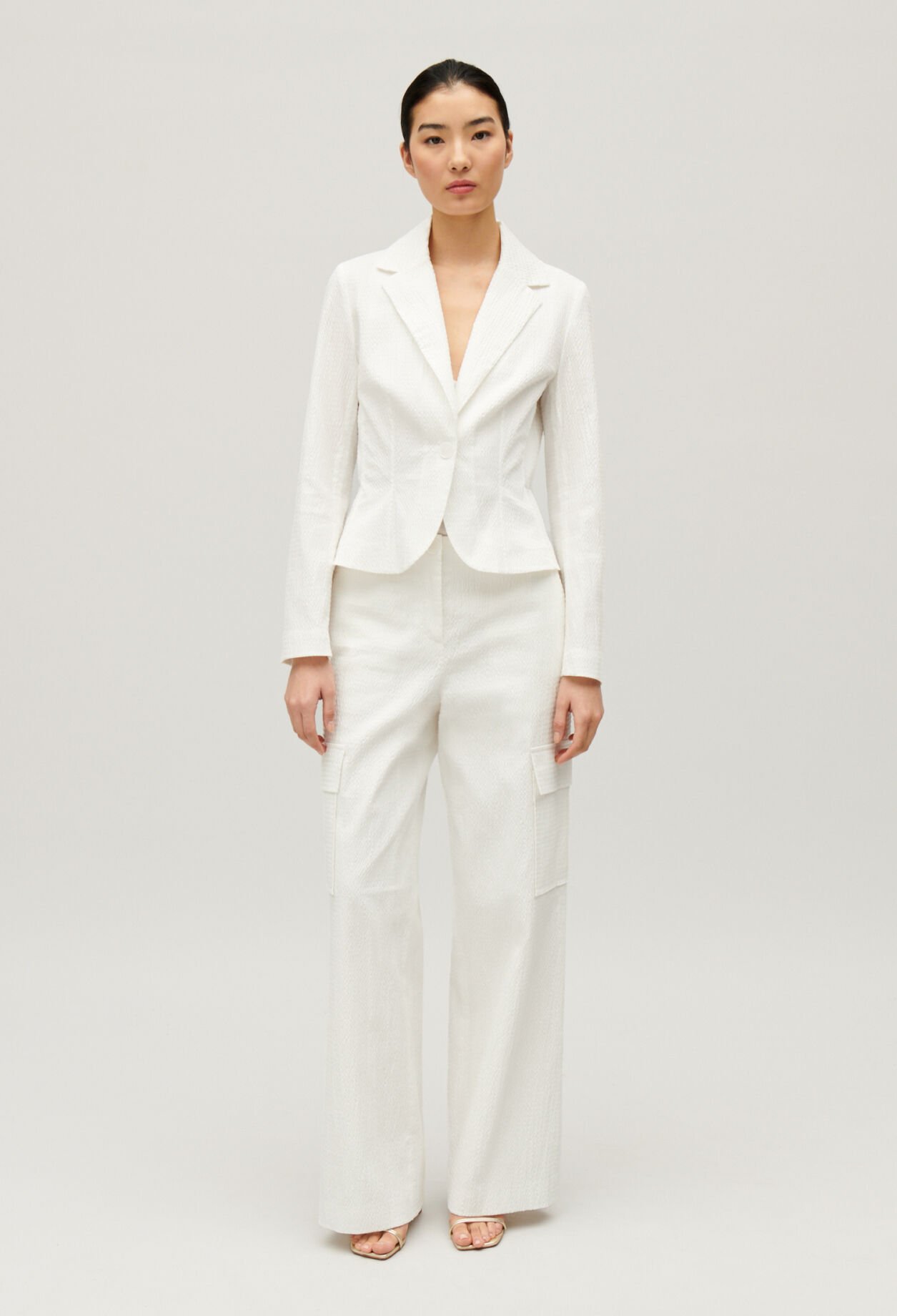 Veste tailleur cintrée blanche