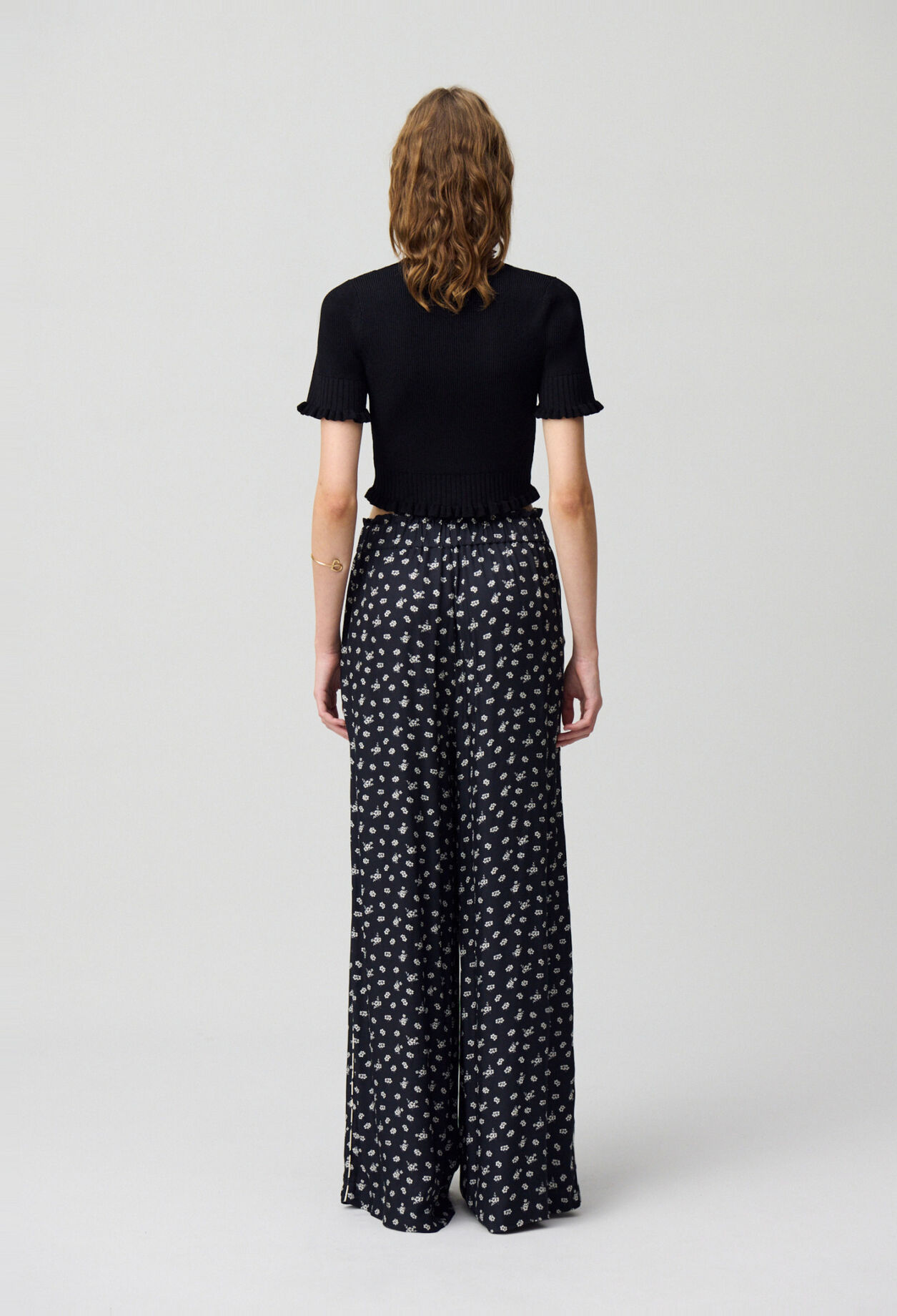 Pantalon large fluide imprim&eacute;