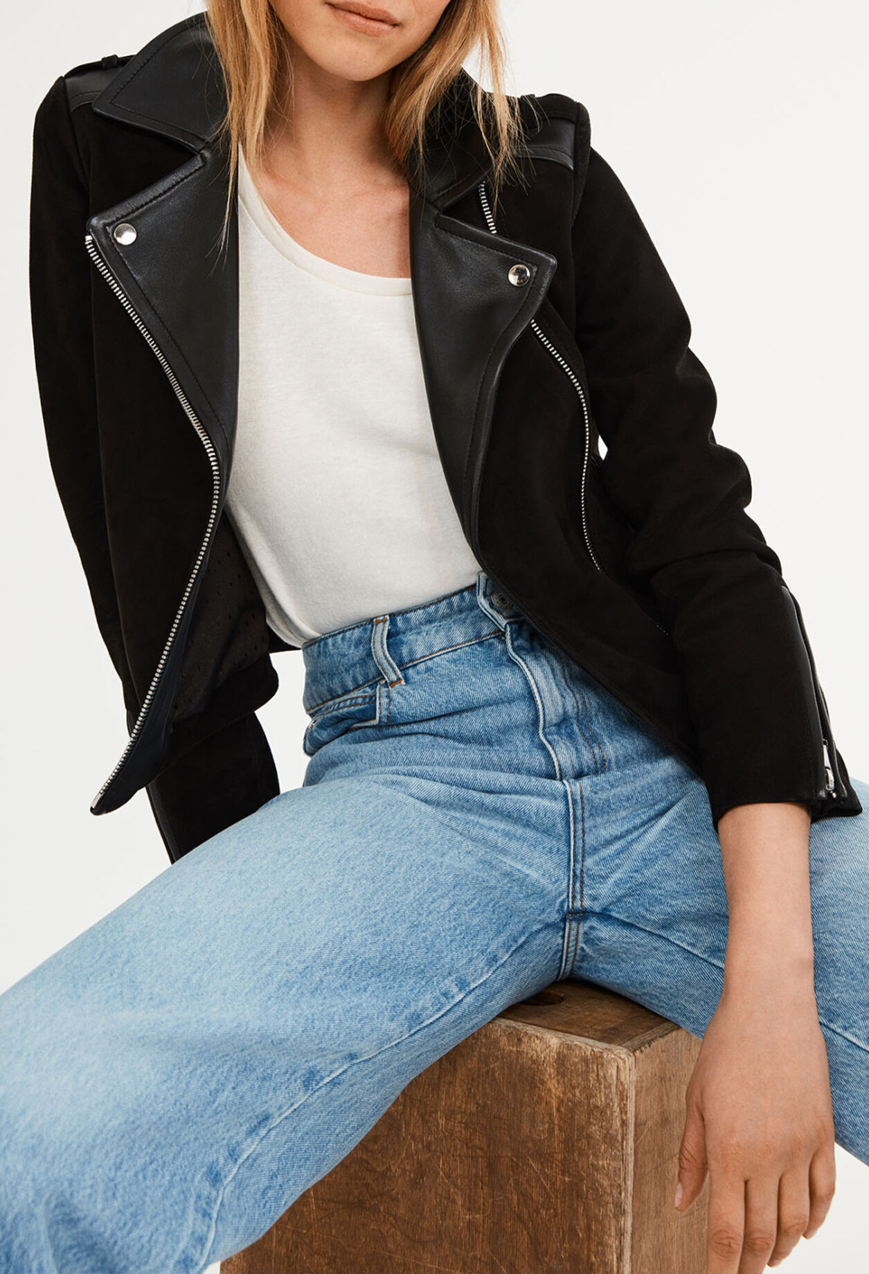 Veste en cuir noir