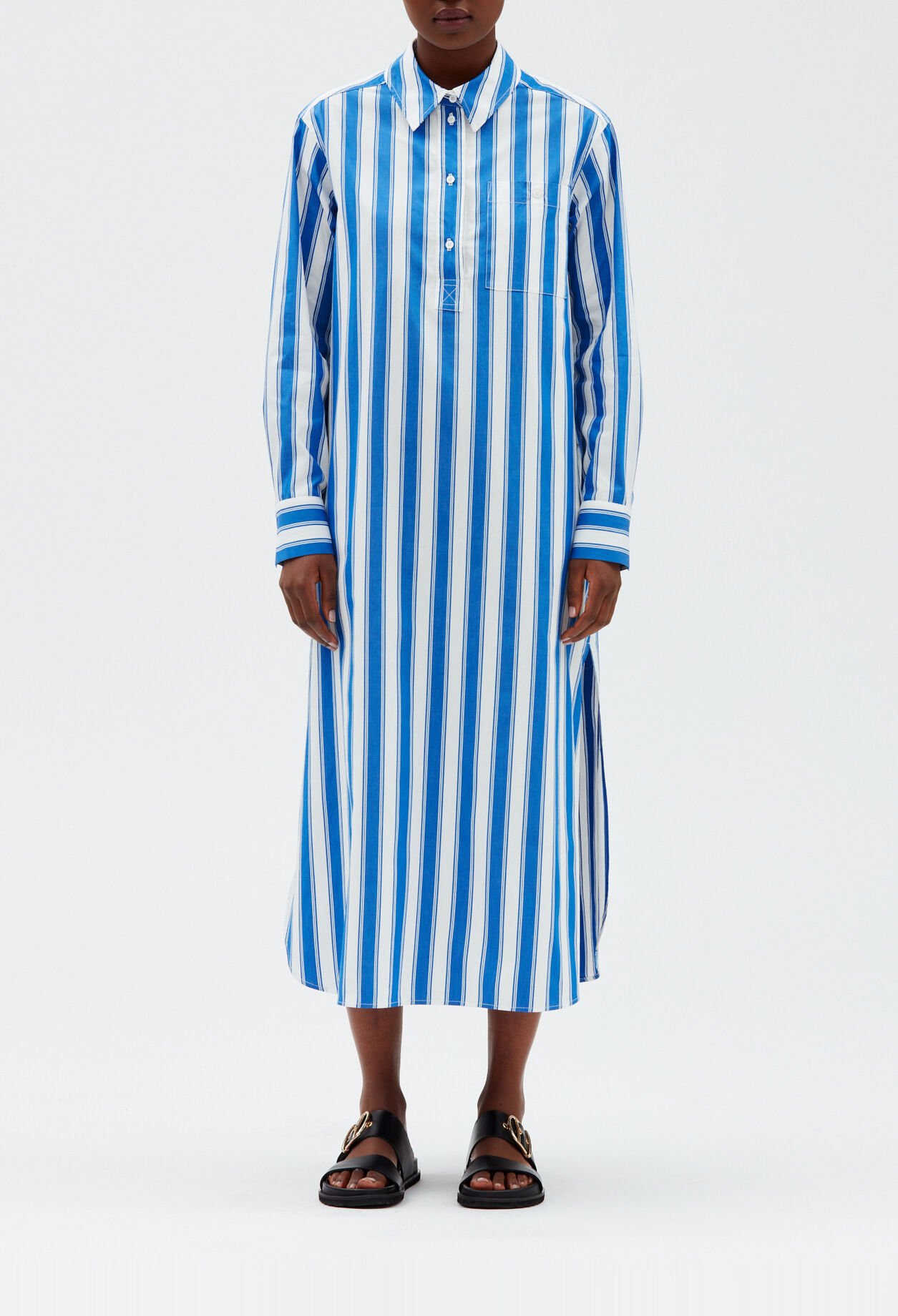 Robe chemise rayures bleue
