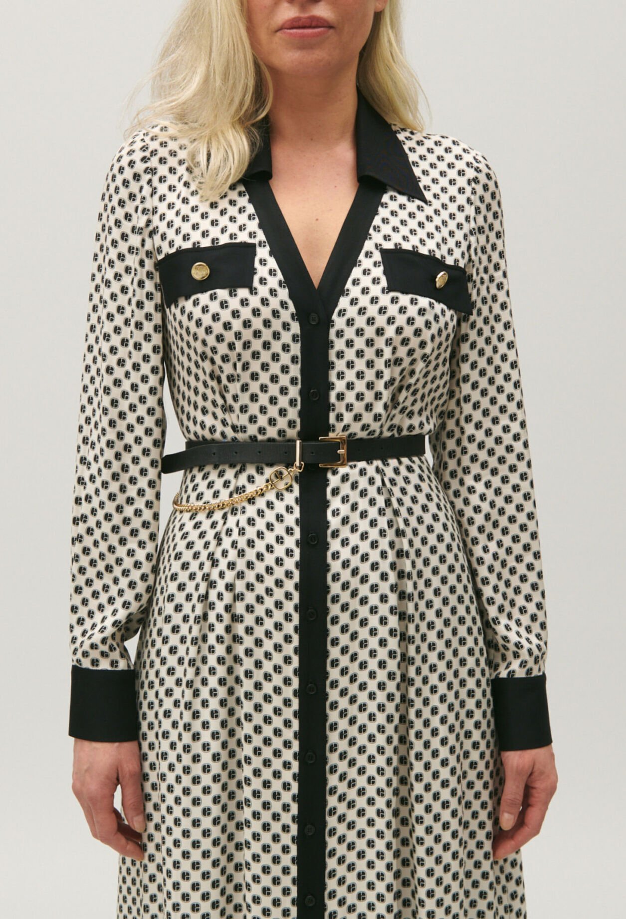 Robe longue imprimé CP noir et blanc