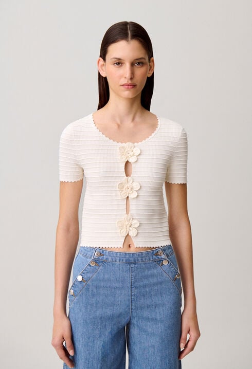 Pull manches courtes ray&eacute;