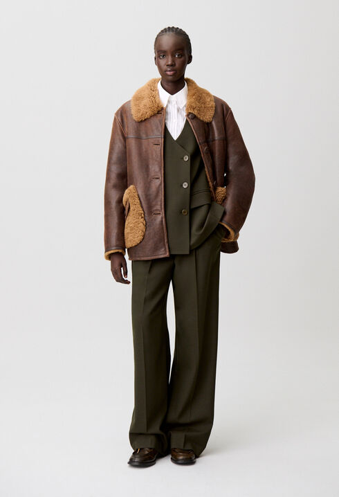 Manteau peau lainée