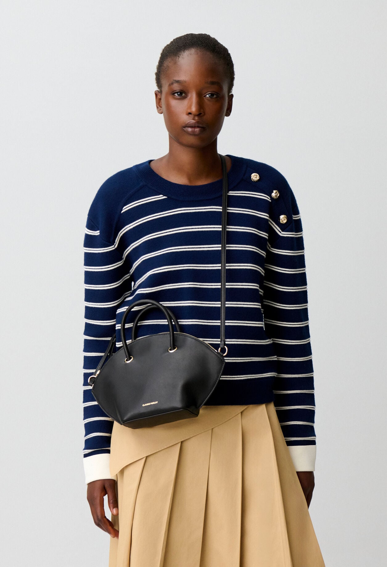 Sac cuir lisse anneaux dor&eacute;s