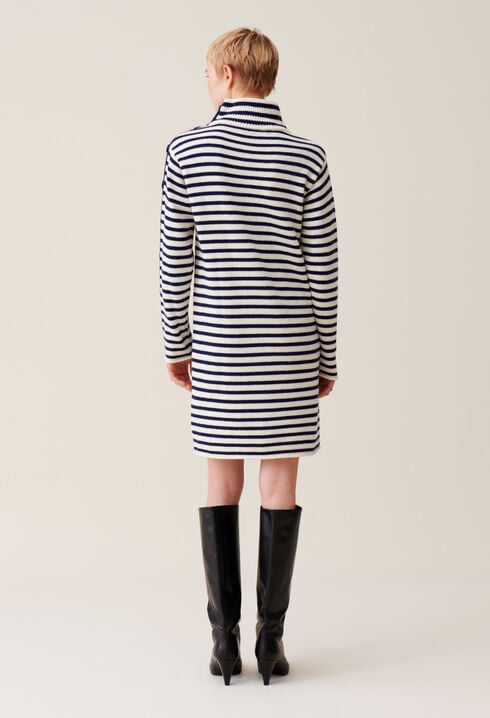 Robe marinière maille col montant