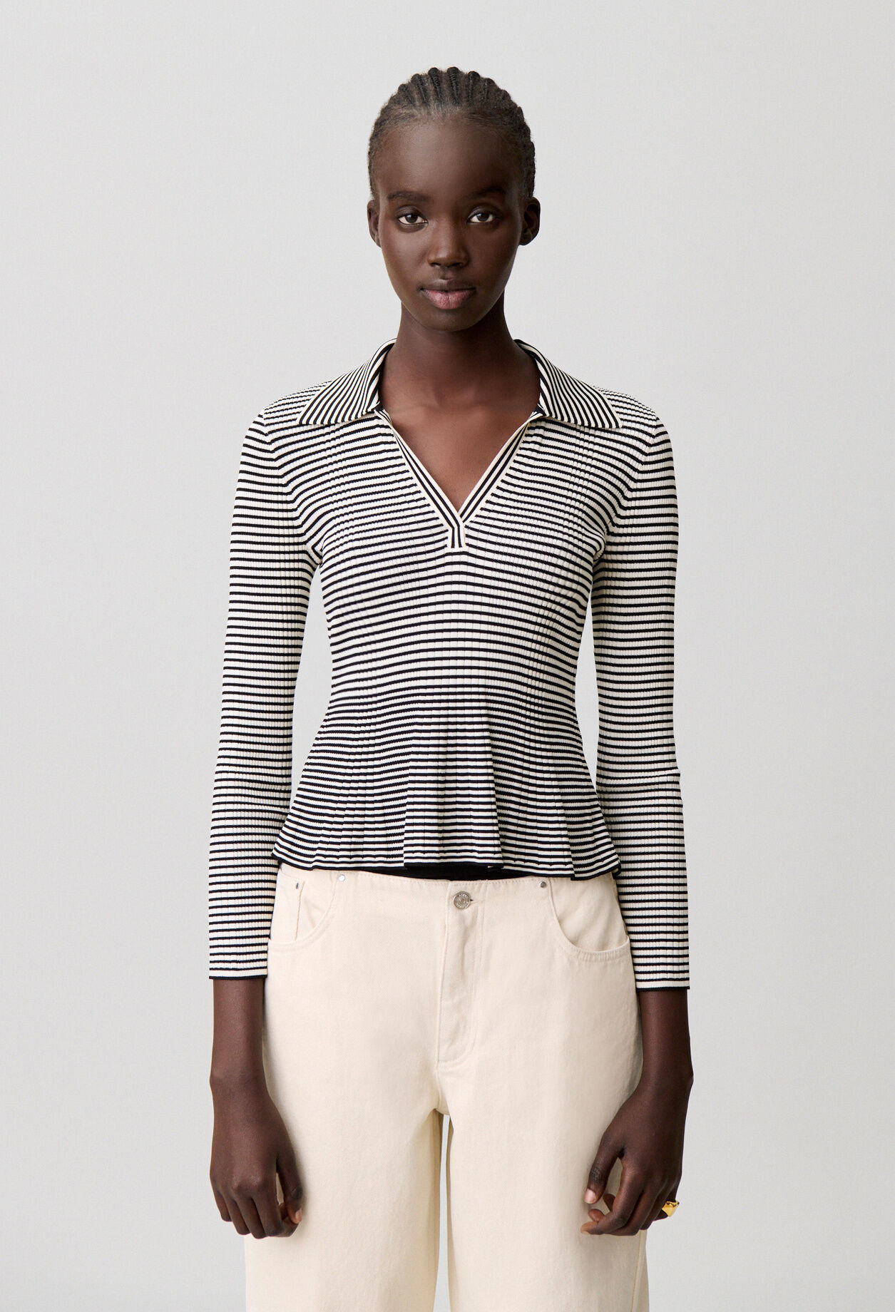 Top rayé manches longues