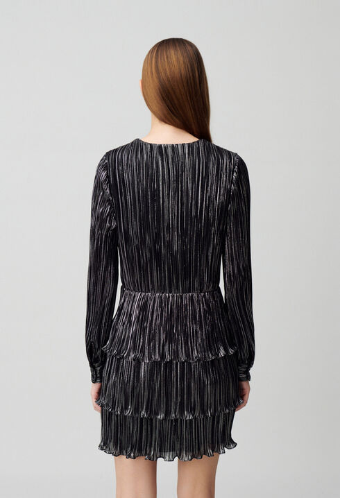 Robe argent&eacute;e courte &agrave; volants