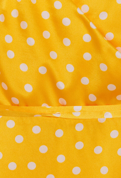 Robe longue portefeuille soie jaune