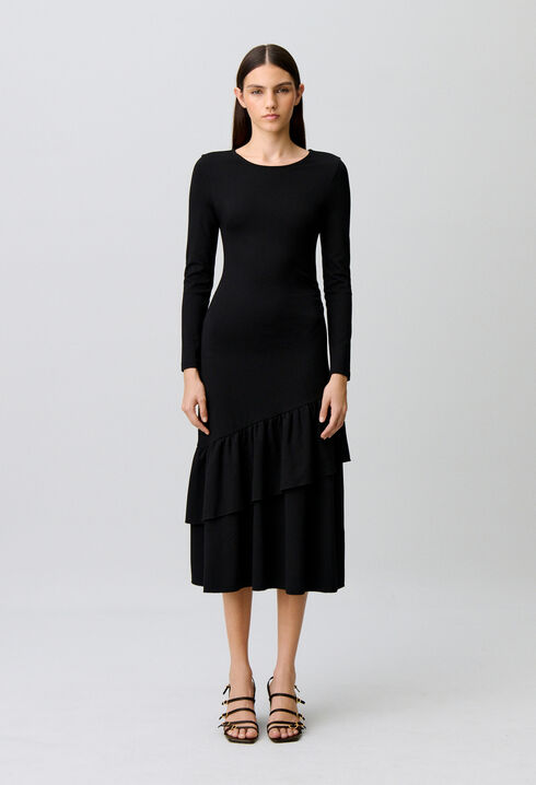Robe moulante jersey volants