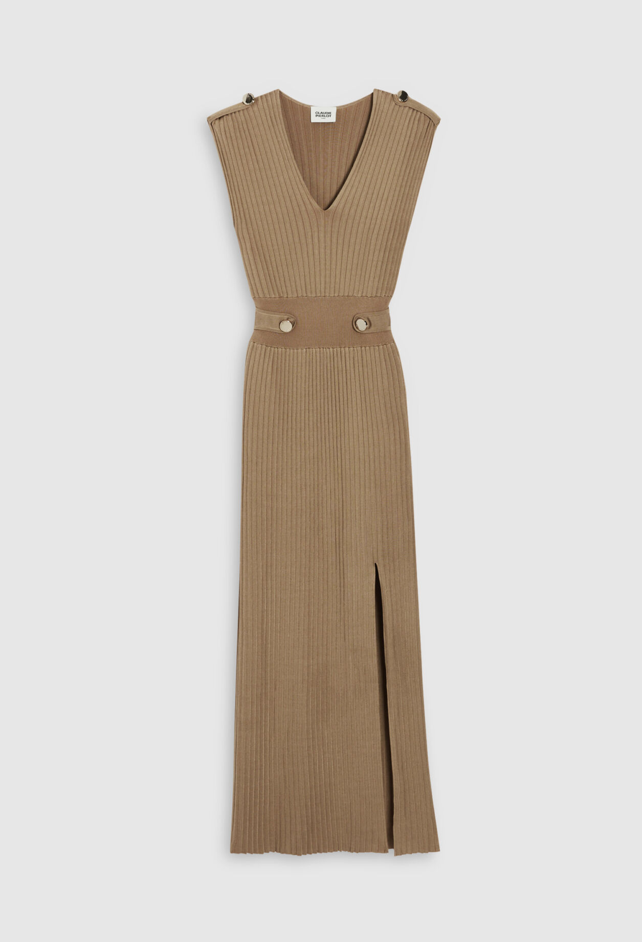 Robe longue maille beige