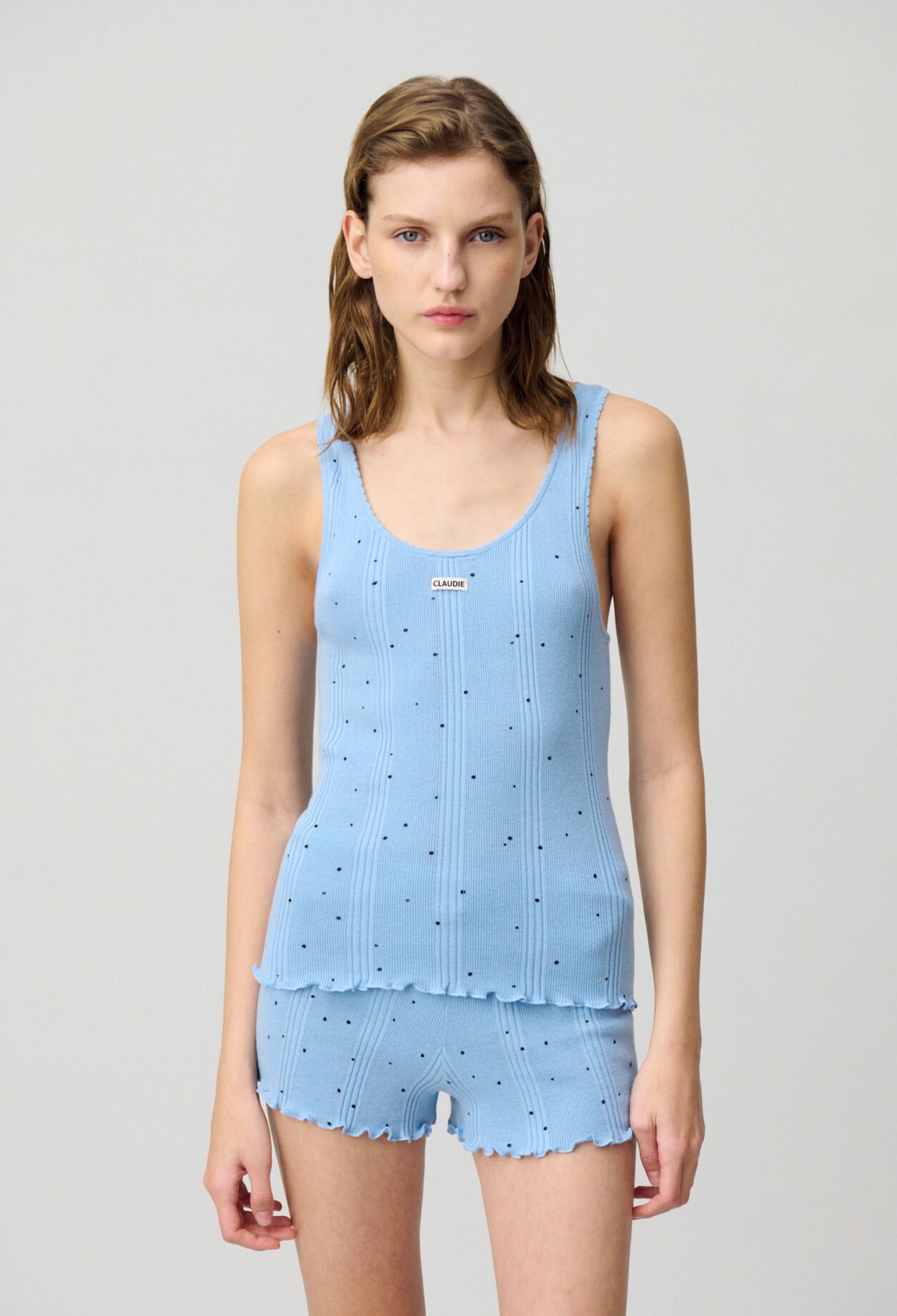 Débardeur maille fine pois