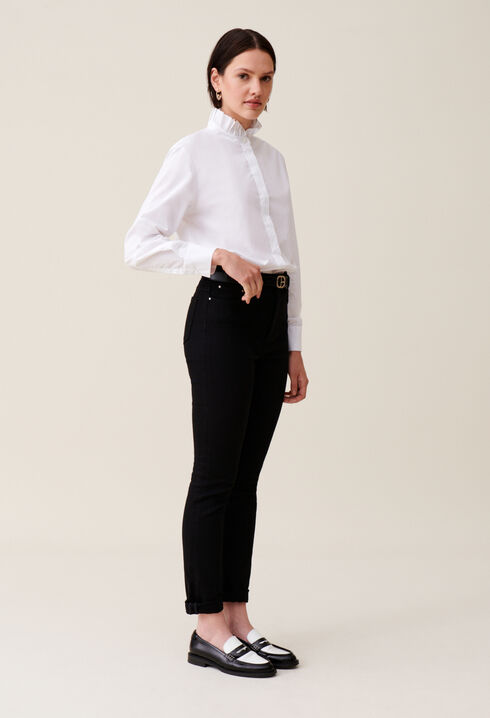Chemise col volant blanche