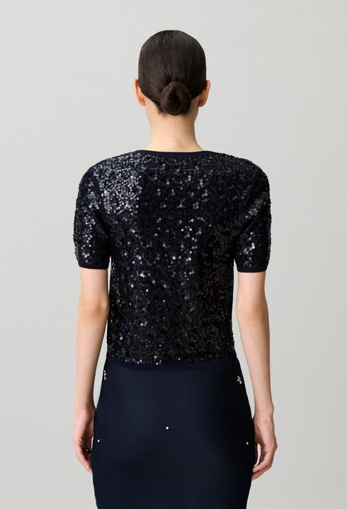 Cardigan ajust&eacute; maille sequins