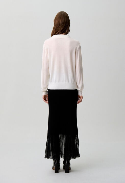 Pull maille fleur brod&eacute;e