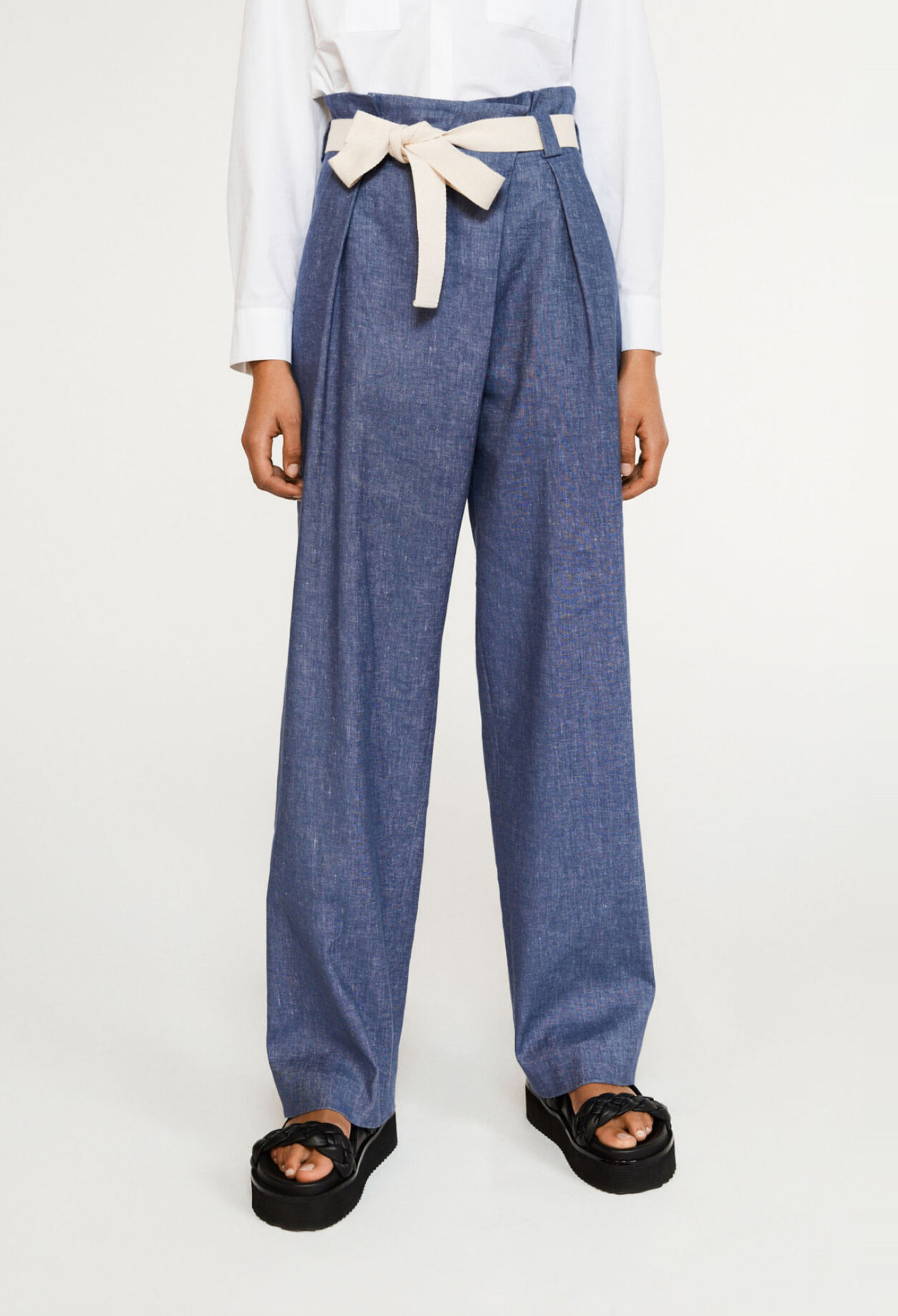 Pantalon paperbag taille haute