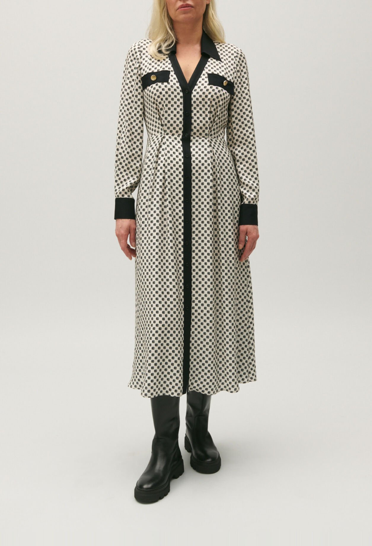 Robe longue imprimé CP noir et blanc