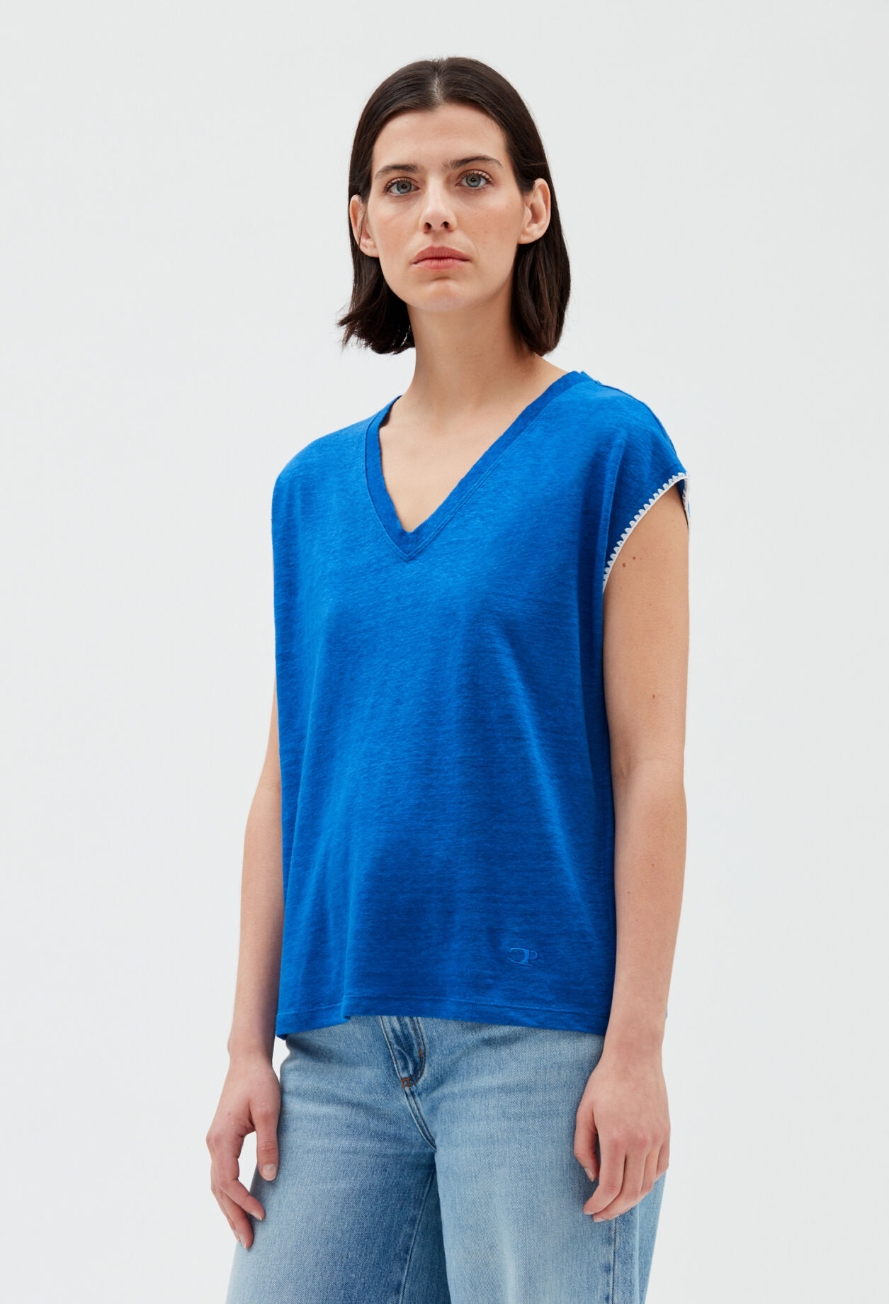 T-shirt lin bleu