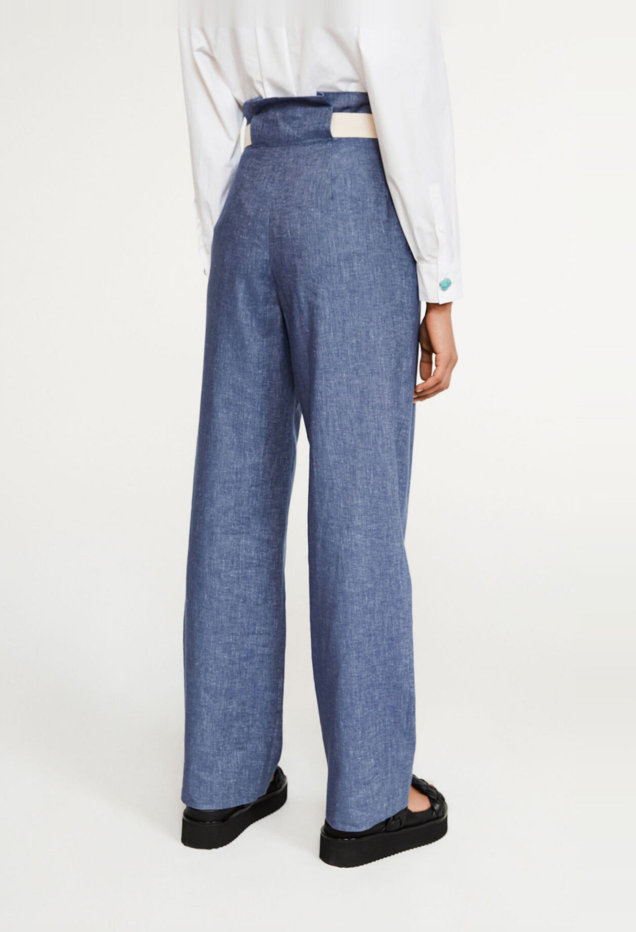 Pantalon paperbag taille haute