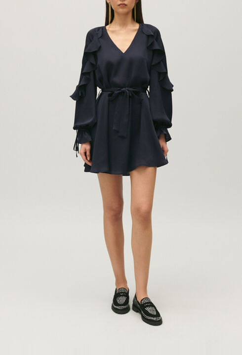Robe courte volants marine
