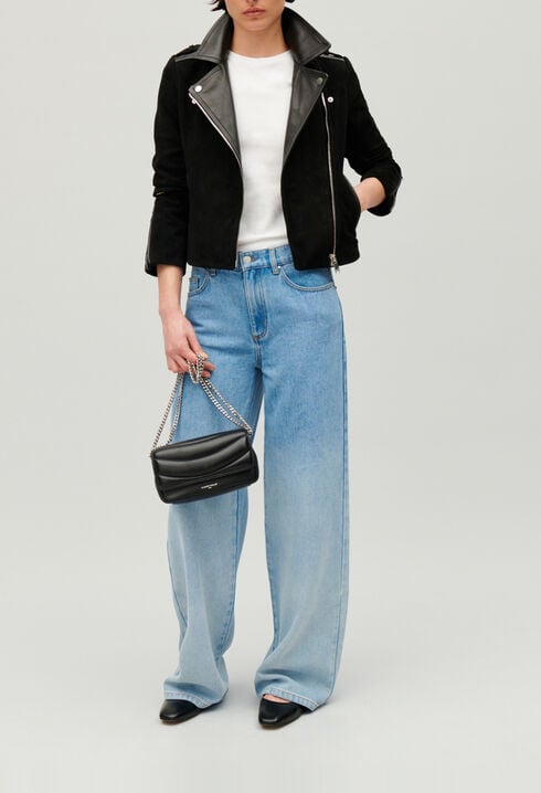 Veste en cuir noir