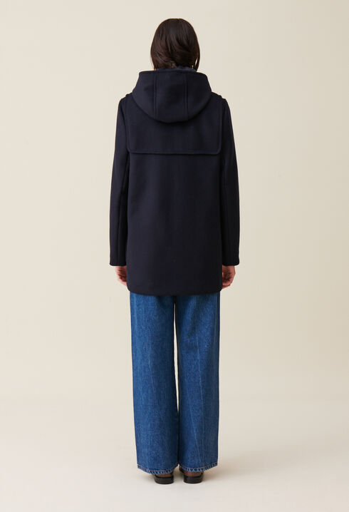 Manteau court capuche bleu marine