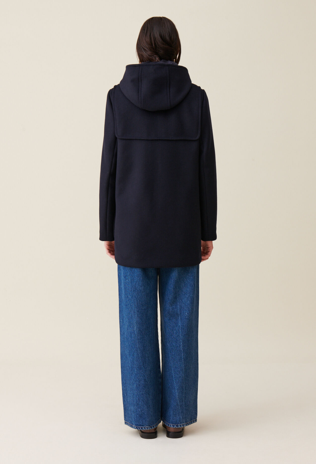 Manteau court capuche bleu marine