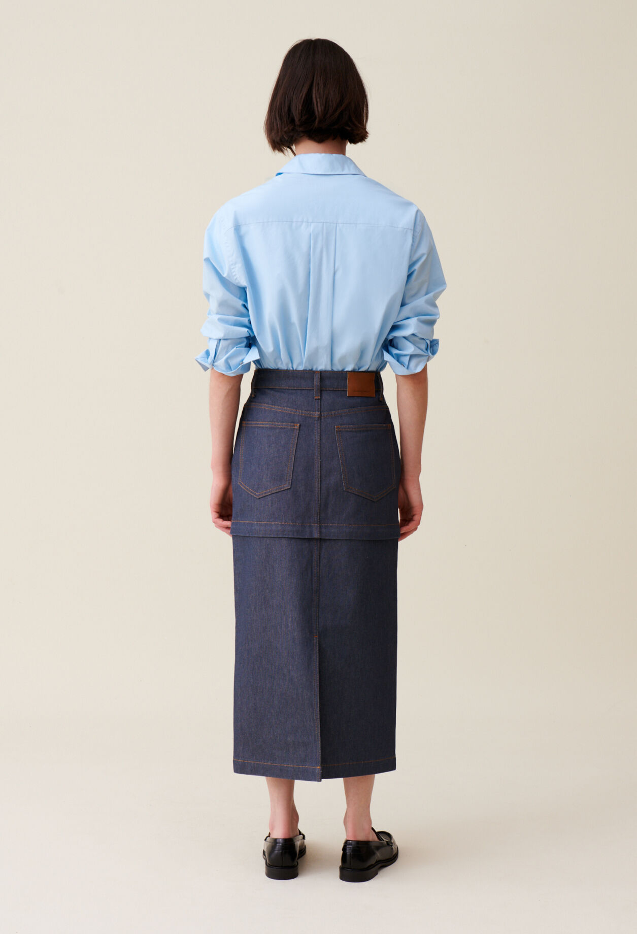 Jupe denim zippée modulable