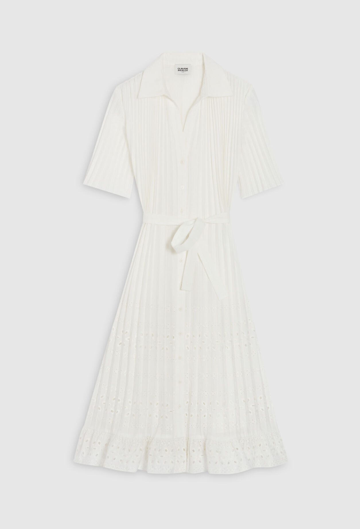 Robe midi plissée écrue