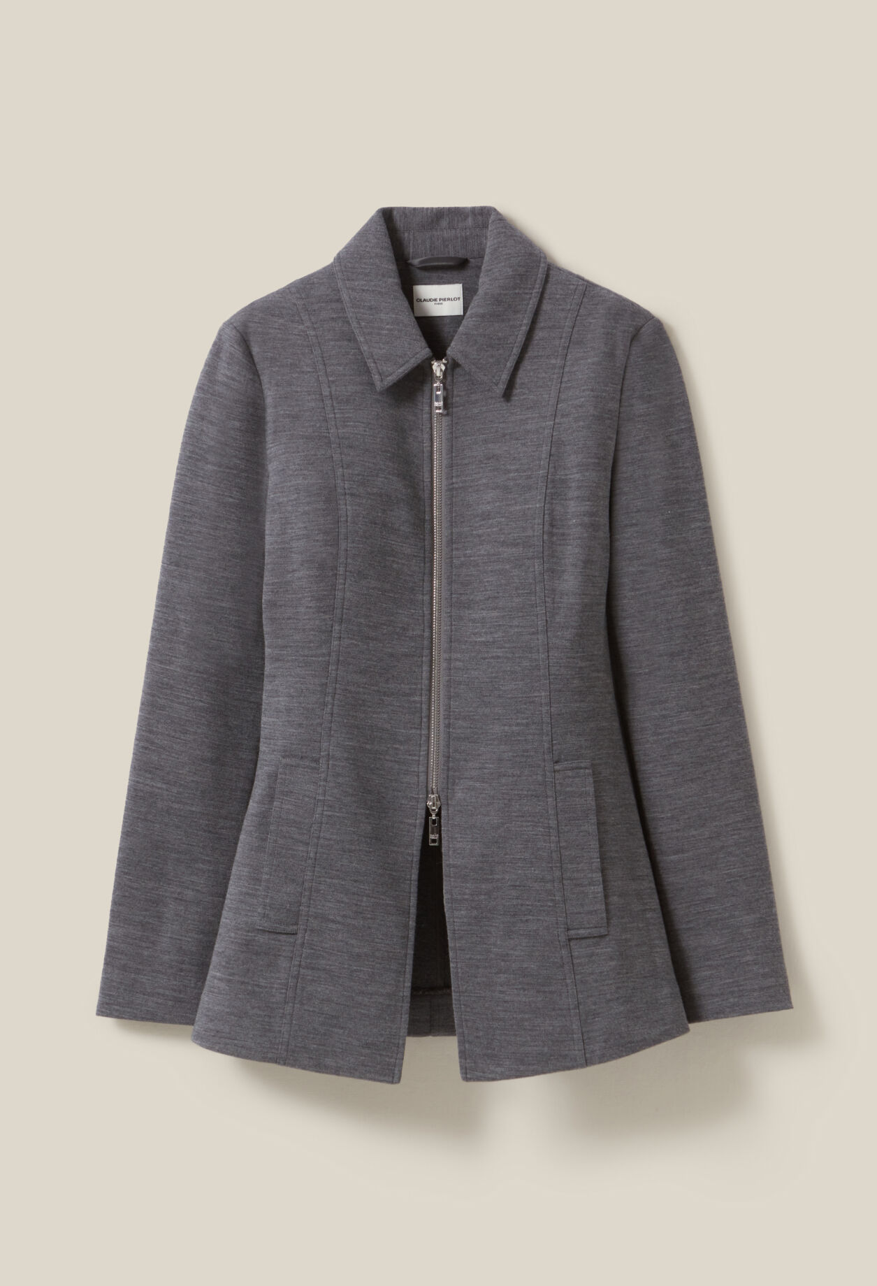 Veste cintrée zippée grise