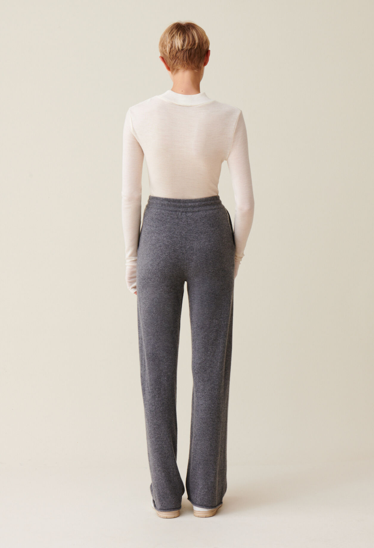Pantalon fluide cachemire gris