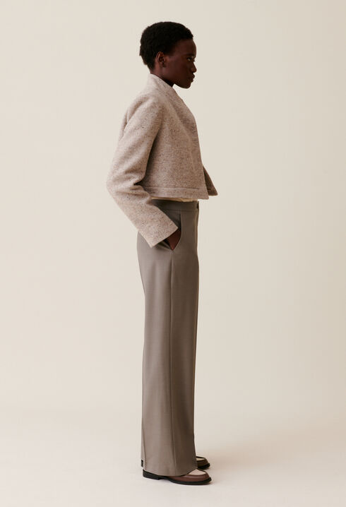 Pantalon tailleur droit taupe