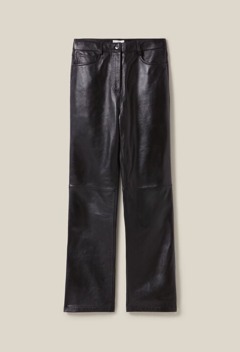 Pantalon droit cuir