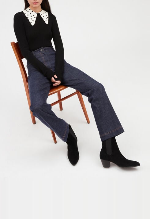 Pull noir double col amovibles