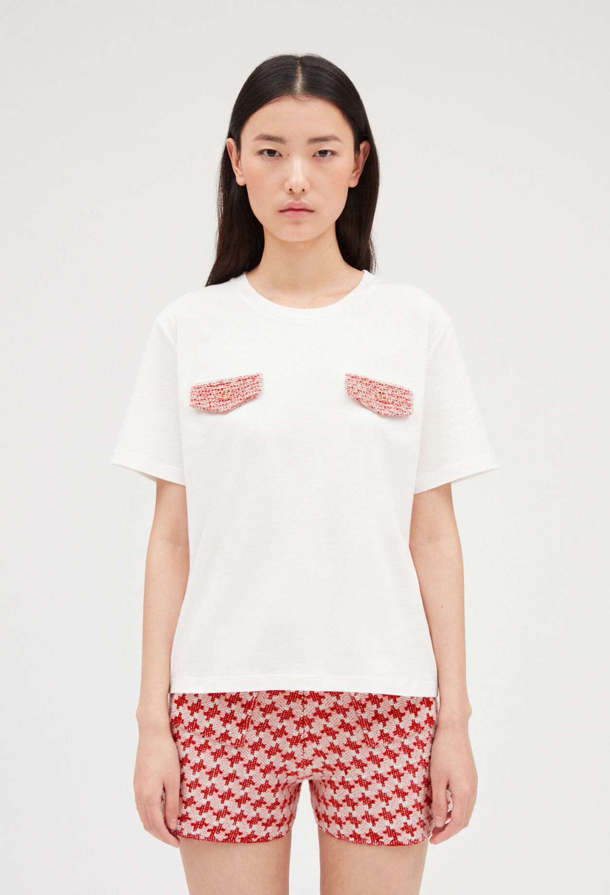 T-shirt écru poches tweed