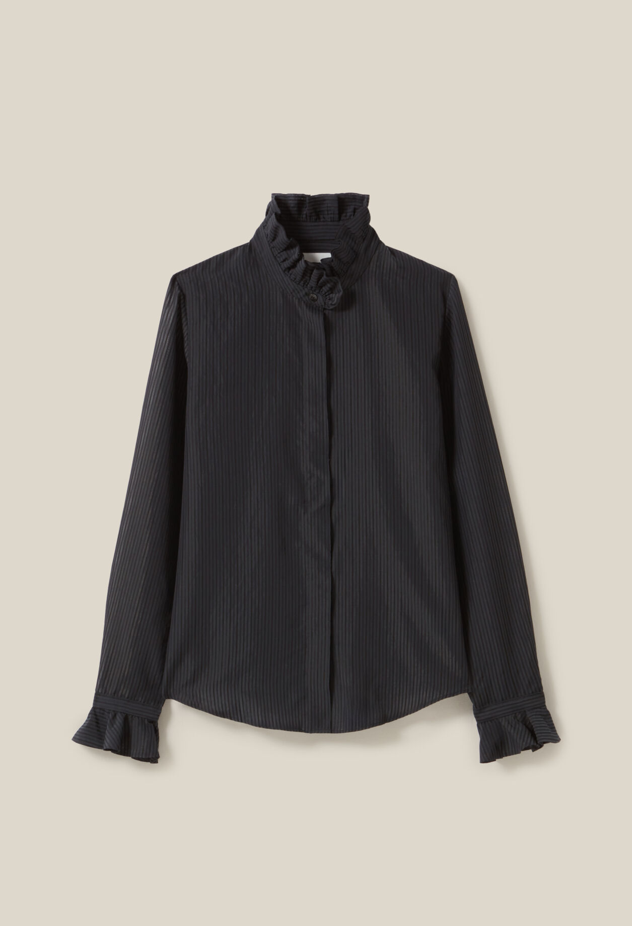 Chemise fluide col volanté rayures