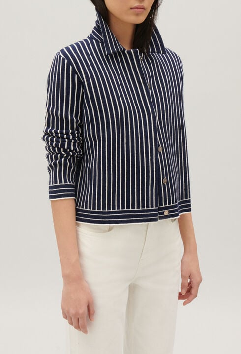 Cardigan maille rayures