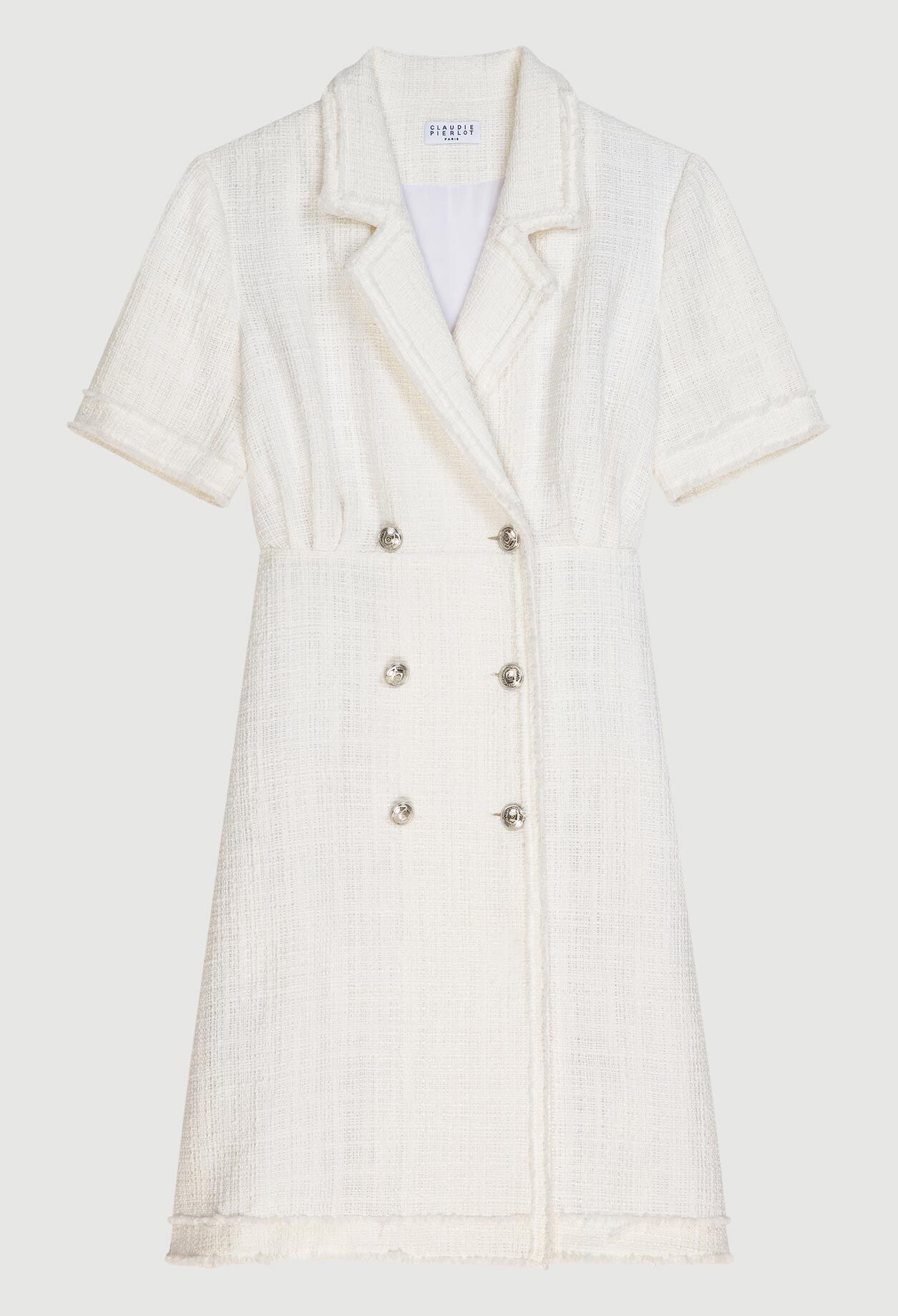 Robe blanche façon veste à boutons