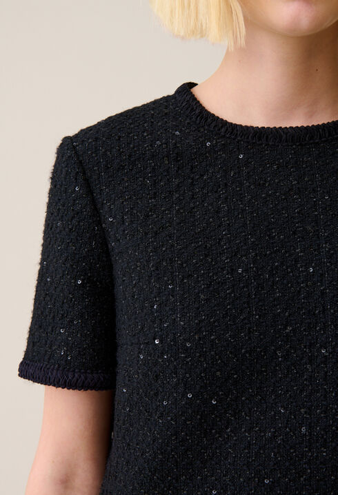 Robe noire courte tweed