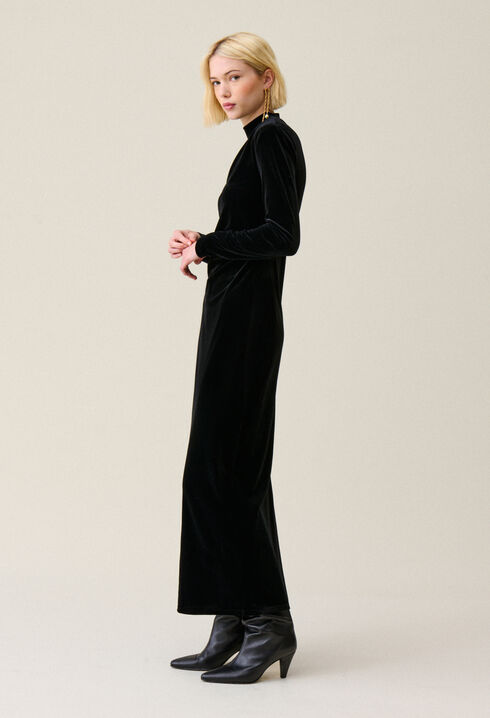 Robe longue cintrée velours noir