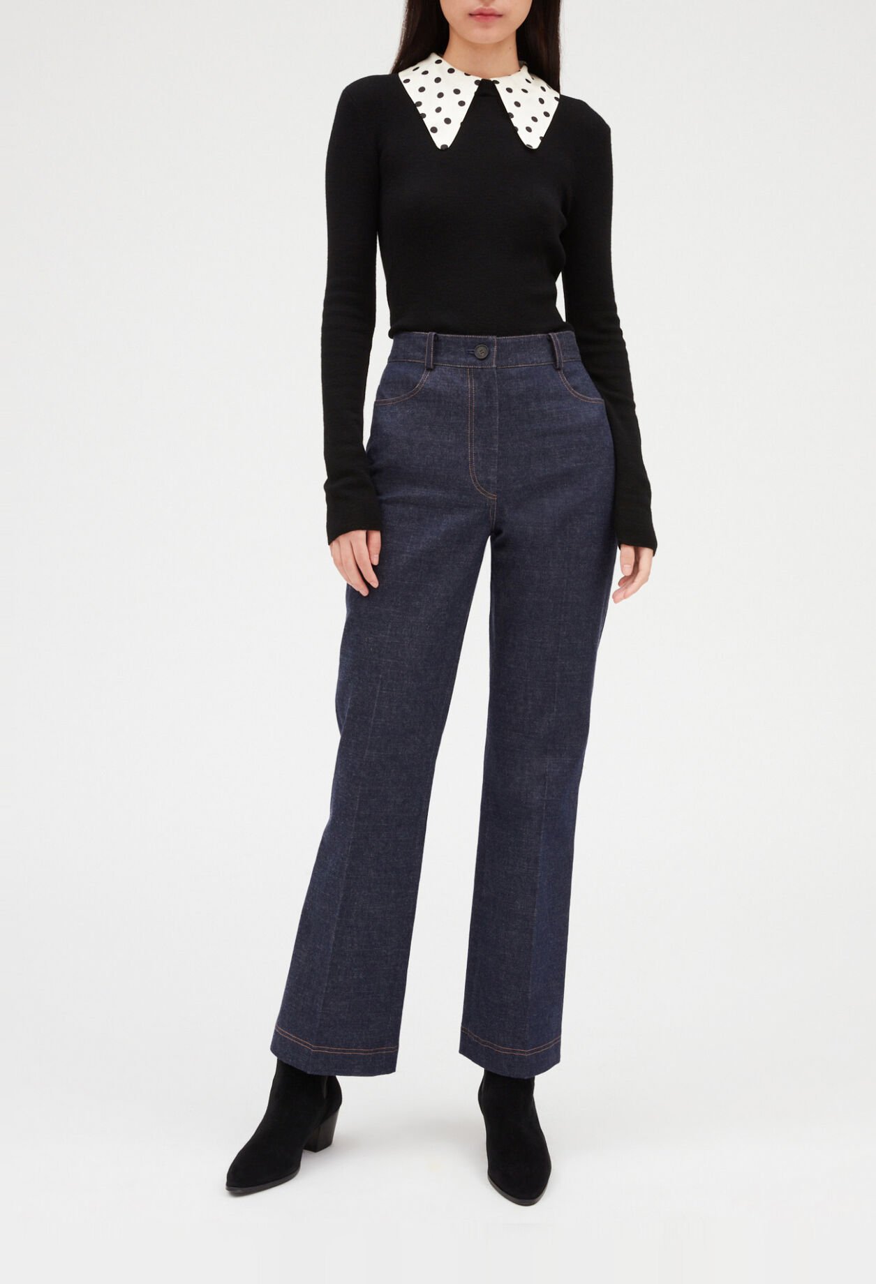 Pull noir double col amovibles