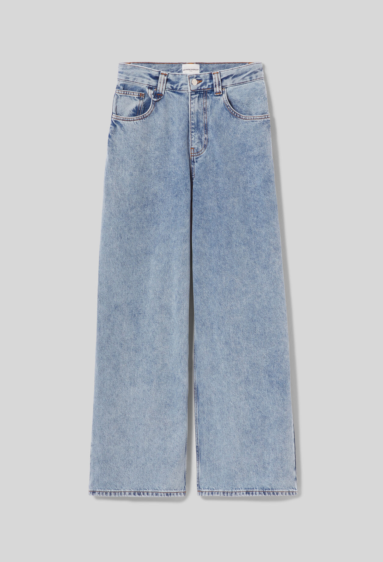 Jean large et droit denim d&eacute;lav&eacute;